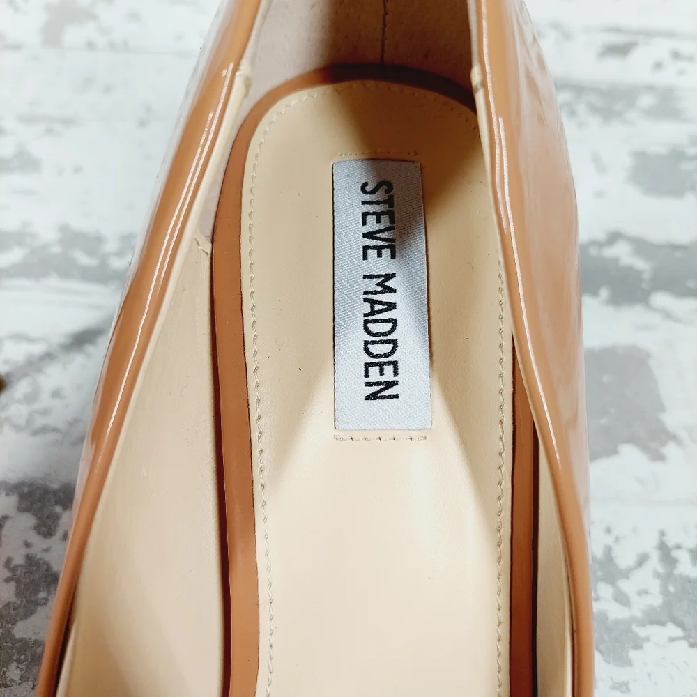 New Steve Madden Lalette Chainlink Pointed Toe Camel Pump Heels O456 - Picture 10 of 12